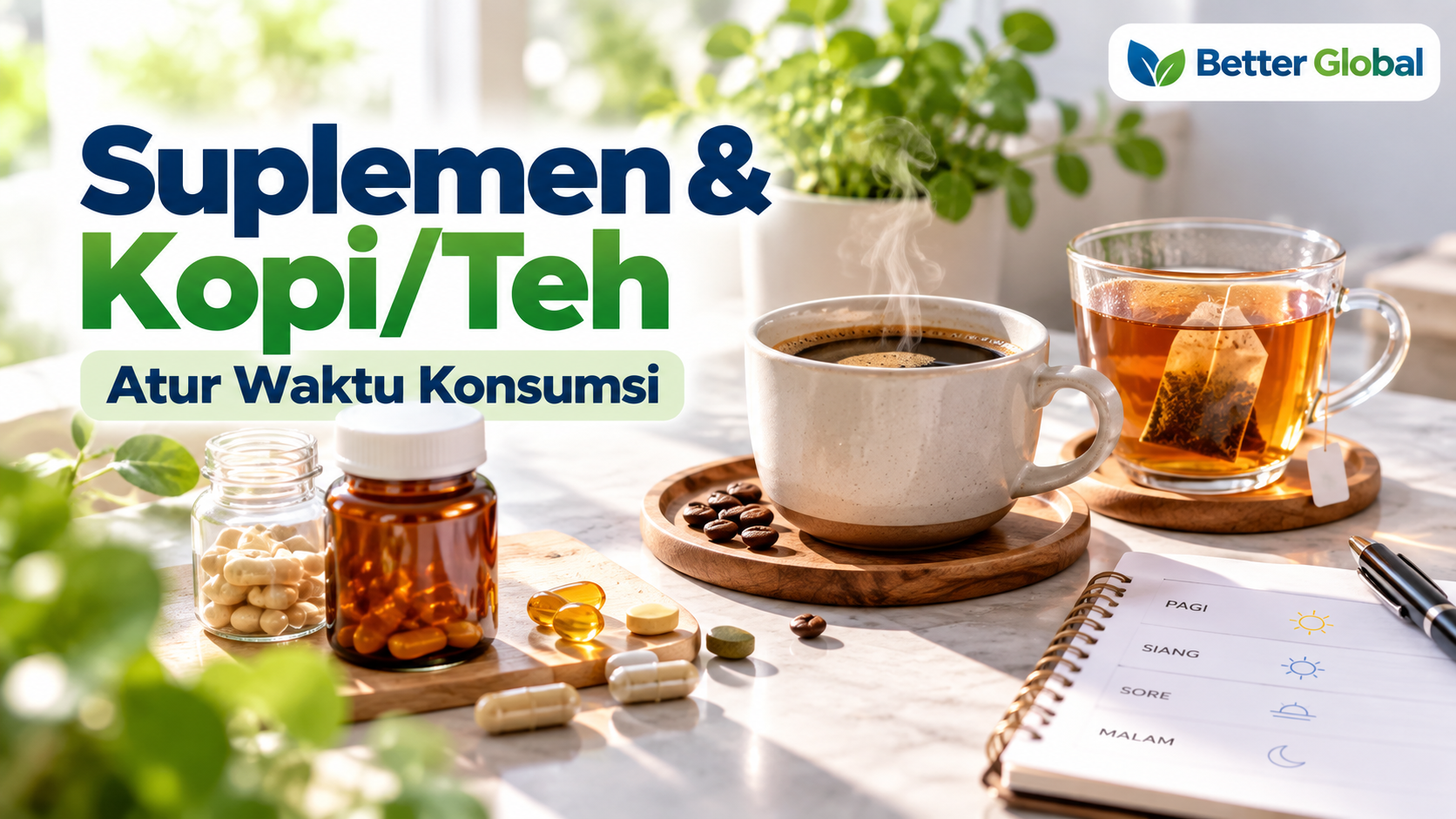 Suplemen dengan kopi atau teh